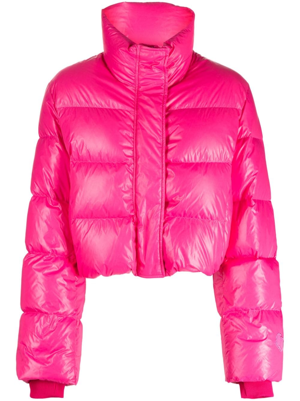 Juunj Quilted Cropped Puffer Jacket In Pink