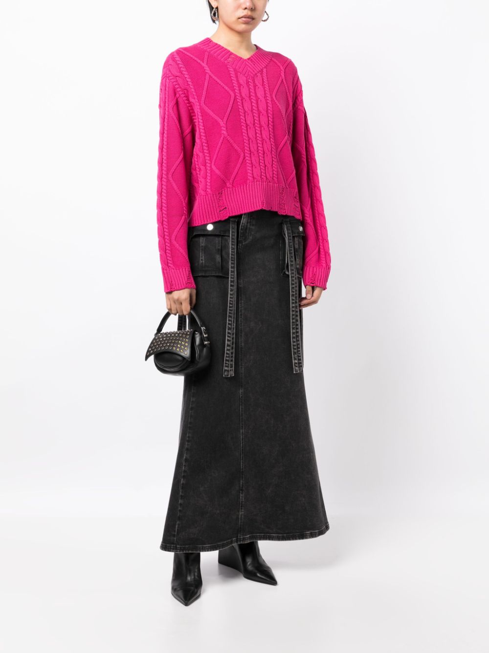 Juun.J V-neck chunky-knit jumper - Roze