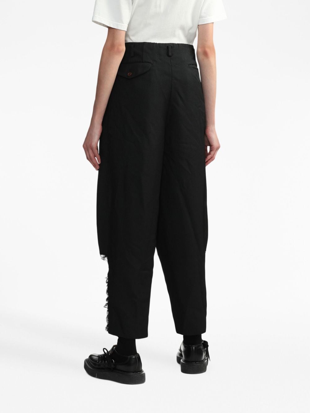 Shop Black Comme Des Garçons High-waisted Drop-crotch Trousers In Black