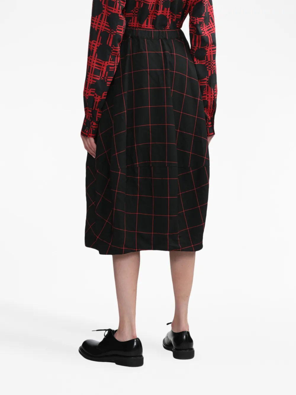 Shop Black Comme Des Garçons Checked Midi Skirt In Black