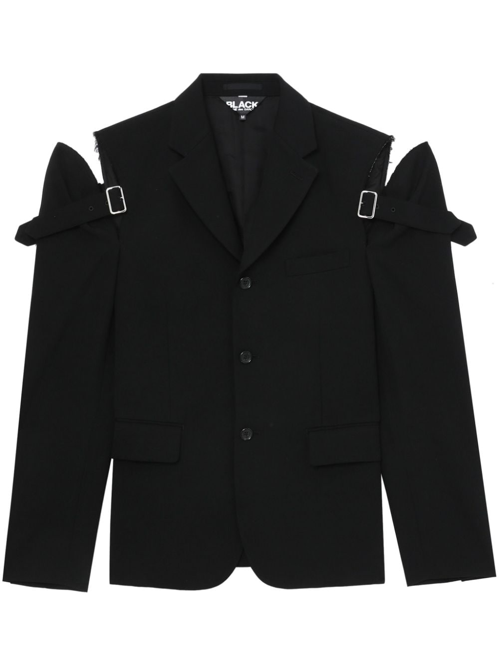 Shop Black Comme Des Garçons Single-breasted Cut-out Detail Blazer In Black
