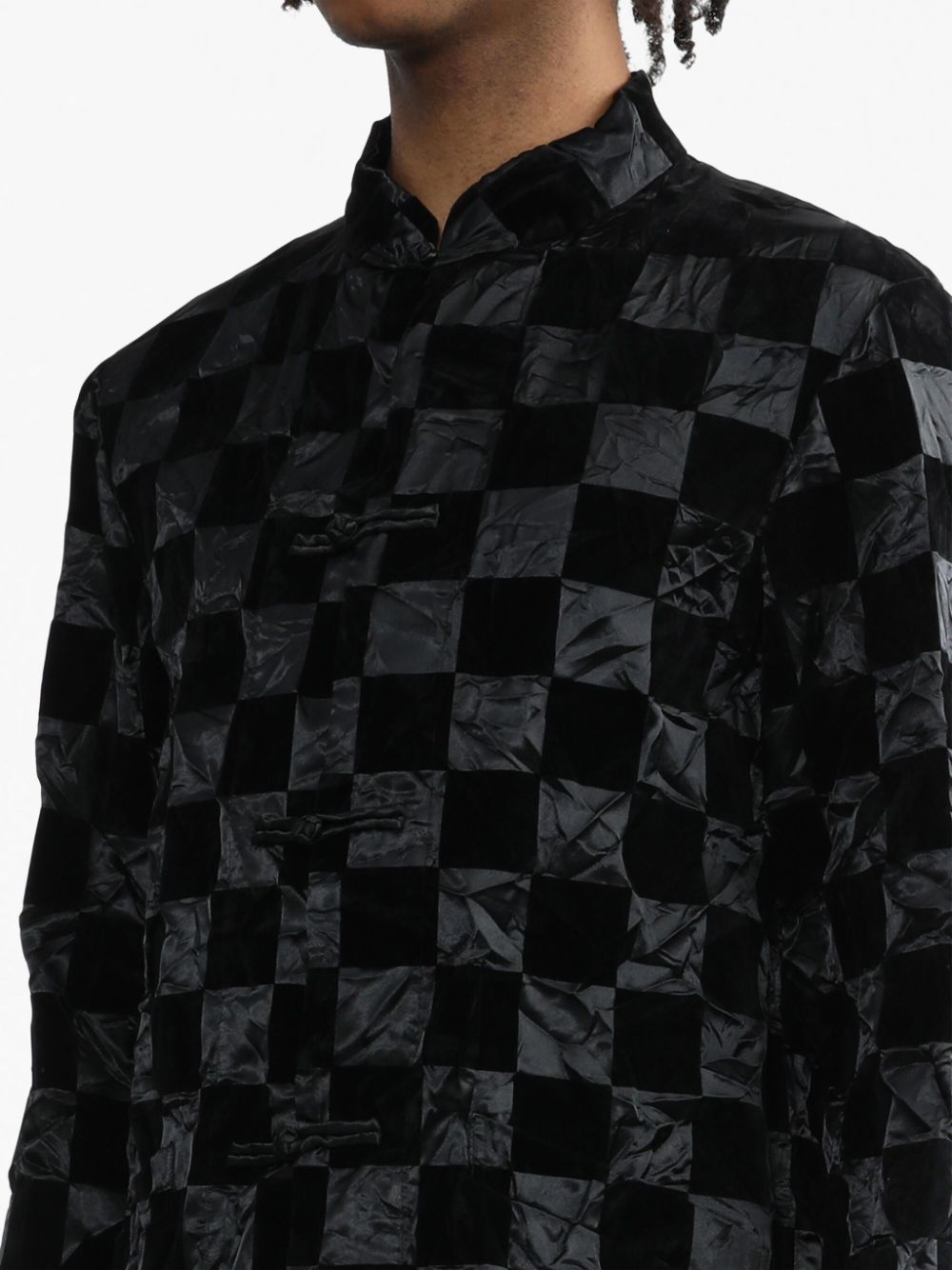 Black Comme Des Garcons checkerboard-pattern coat Men