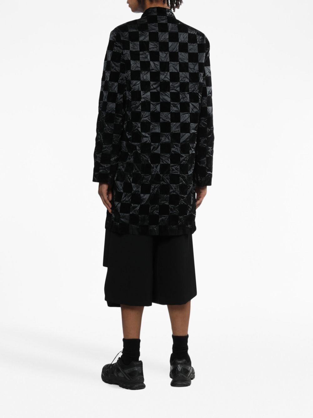 Black Comme Des Garcons checkerboard-pattern coat Men