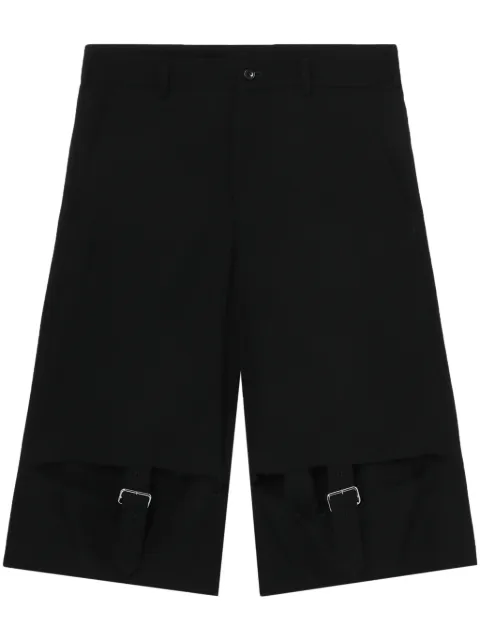 Black Comme Des Garçons buckle-detail wool shorts 