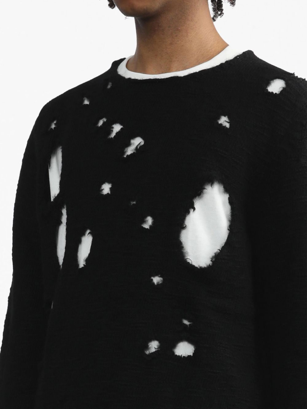 Black Comme Des Garcons distressed-effect wool jumper Women