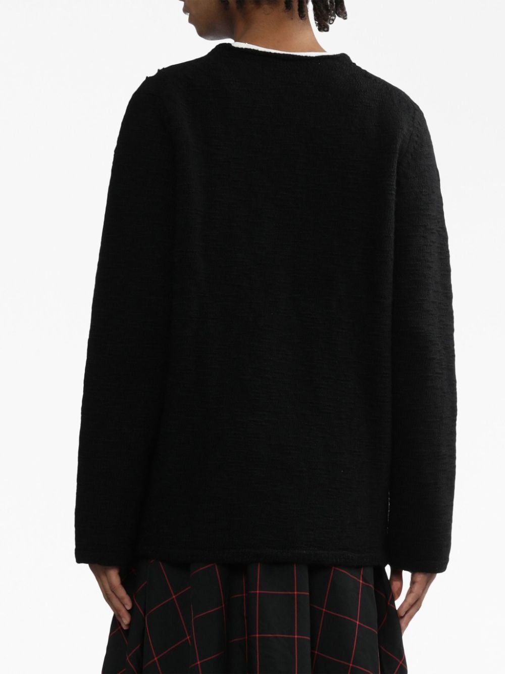 Shop Black Comme Des Garçons Distressed-effect Wool Jumper In Black