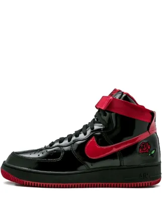 high top air force ones red and black