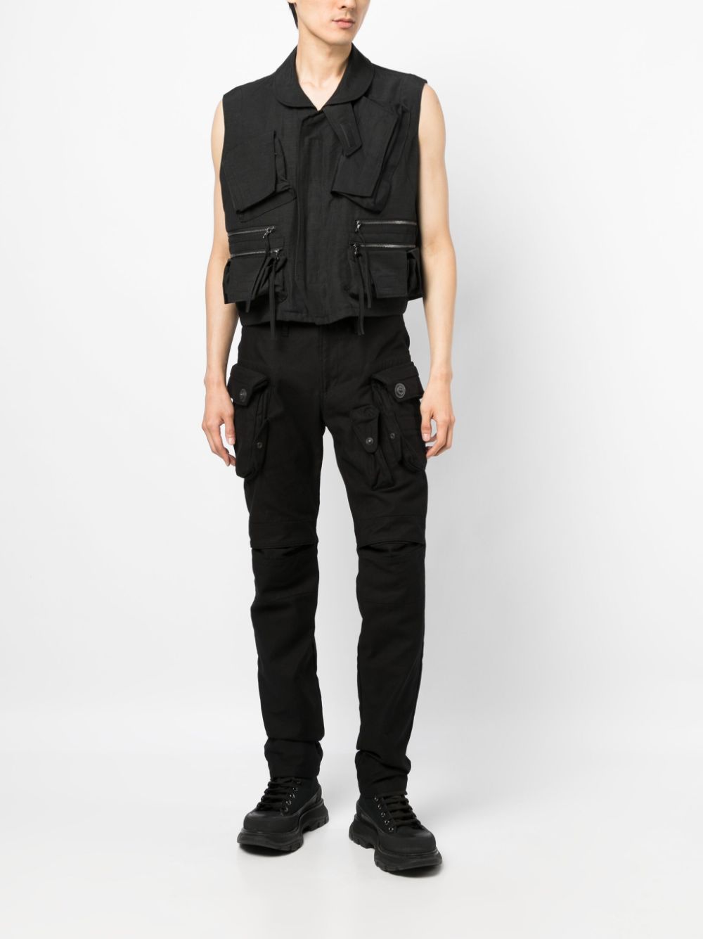 Julius Gas Mask skinny cargo trousers - Zwart