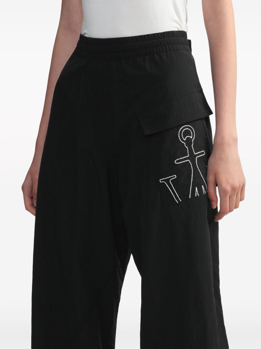 Shop Jw Anderson Logo-embroidered Elasticated-waist Track Pants In Black