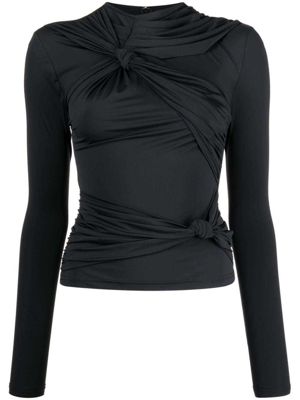 Rokh Knot-detail Long-sleeved Top In Black