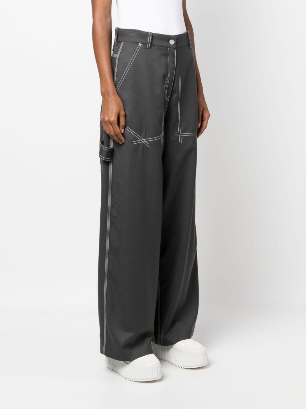 Shop Stella Mccartney Patch-pockets Wide-leg Trousers In Grau