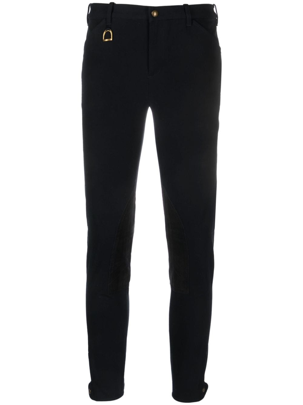 Lauren Ralph Lauren Ring-embellished Twill Skinny Trousers In Blue