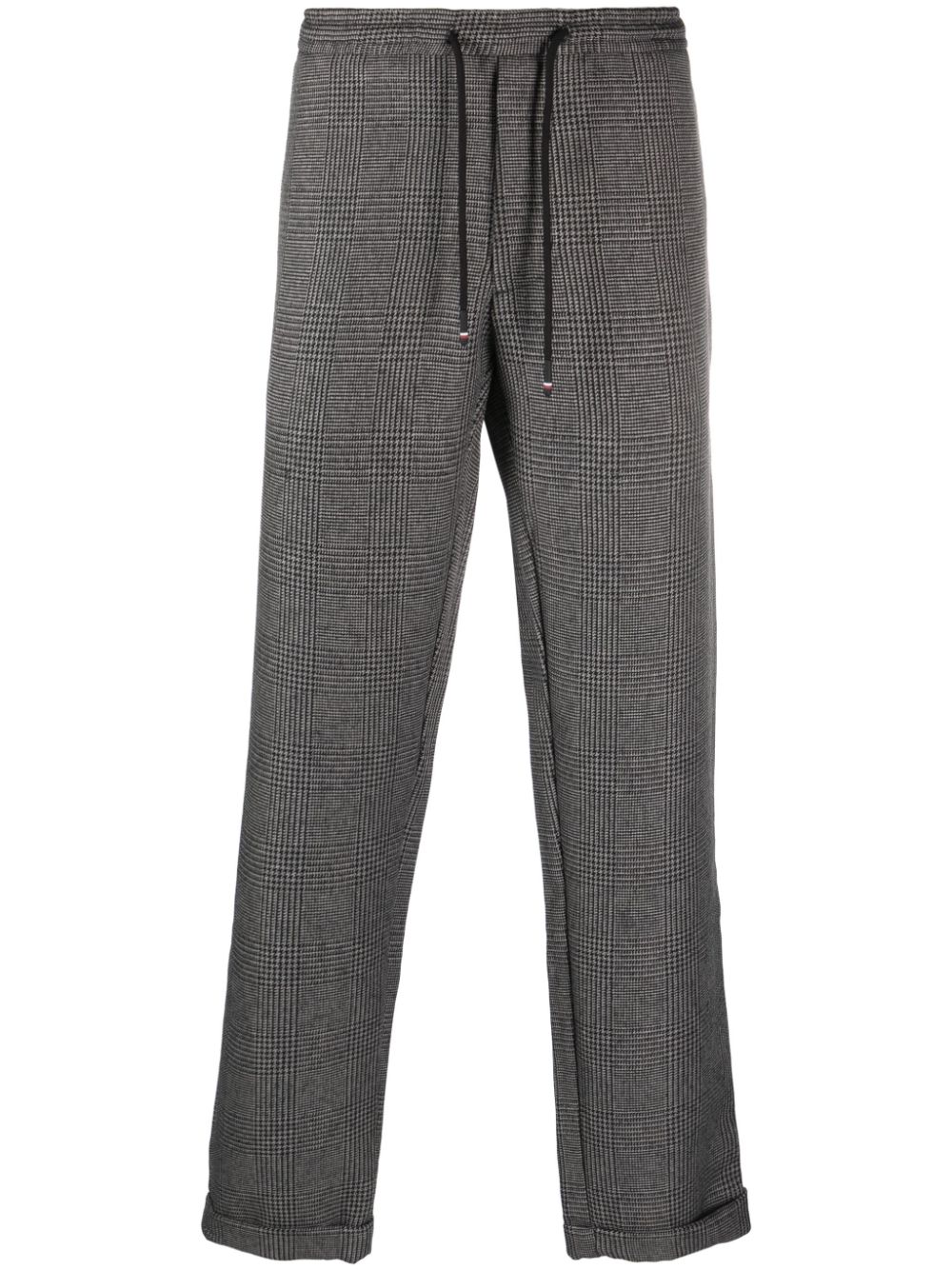 Tommy Hilfiger Logo-embroidered Checked Trousers In Grey