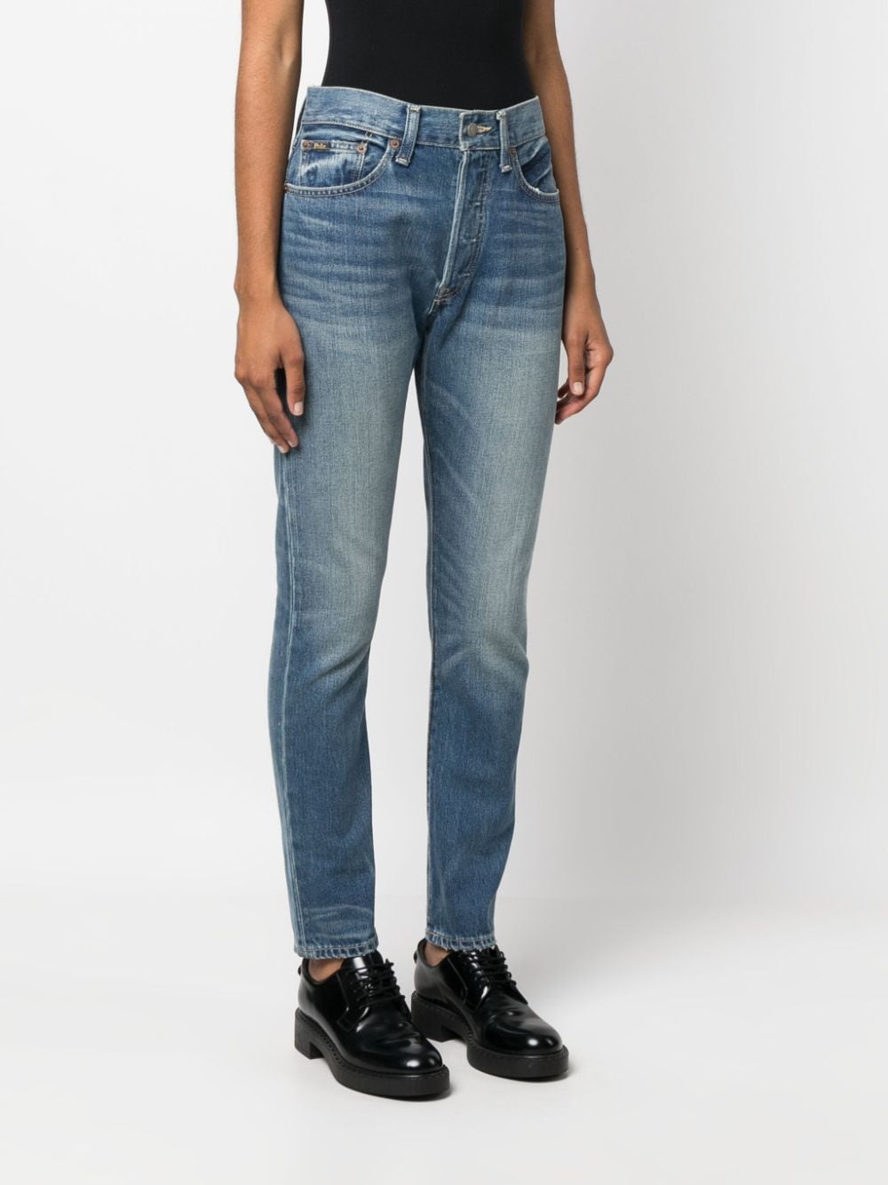 Shop Lauren Ralph Lauren Whiskering-effect High-rise Skinny Jeans In Blue