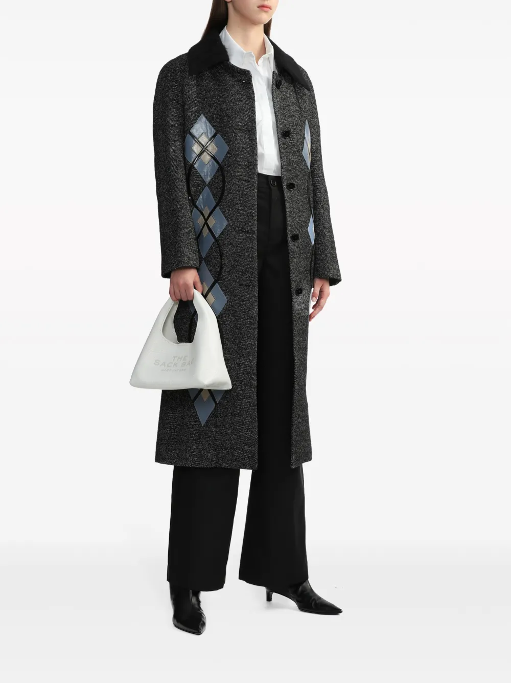 Louis Shengtao Chen geometric-pattern print button-down coat - Grijs