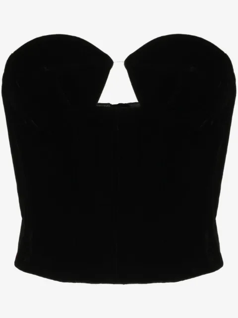 Rokh cut-out velvet-effect bustier