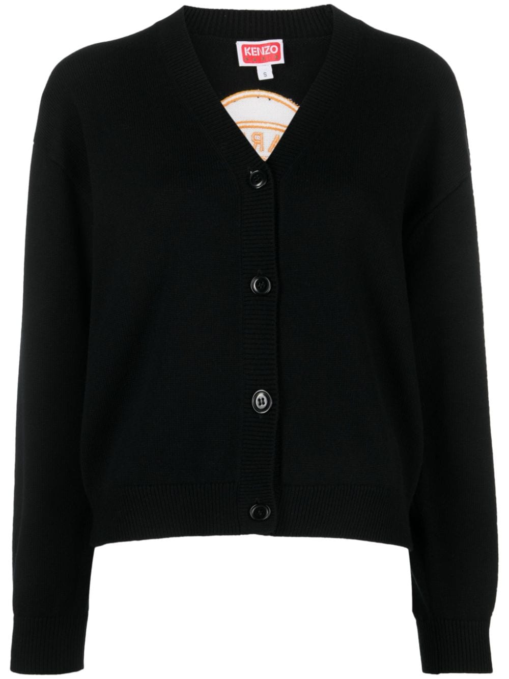 Shop Kenzo Tiger Academy Buttoned Cardigan In Black