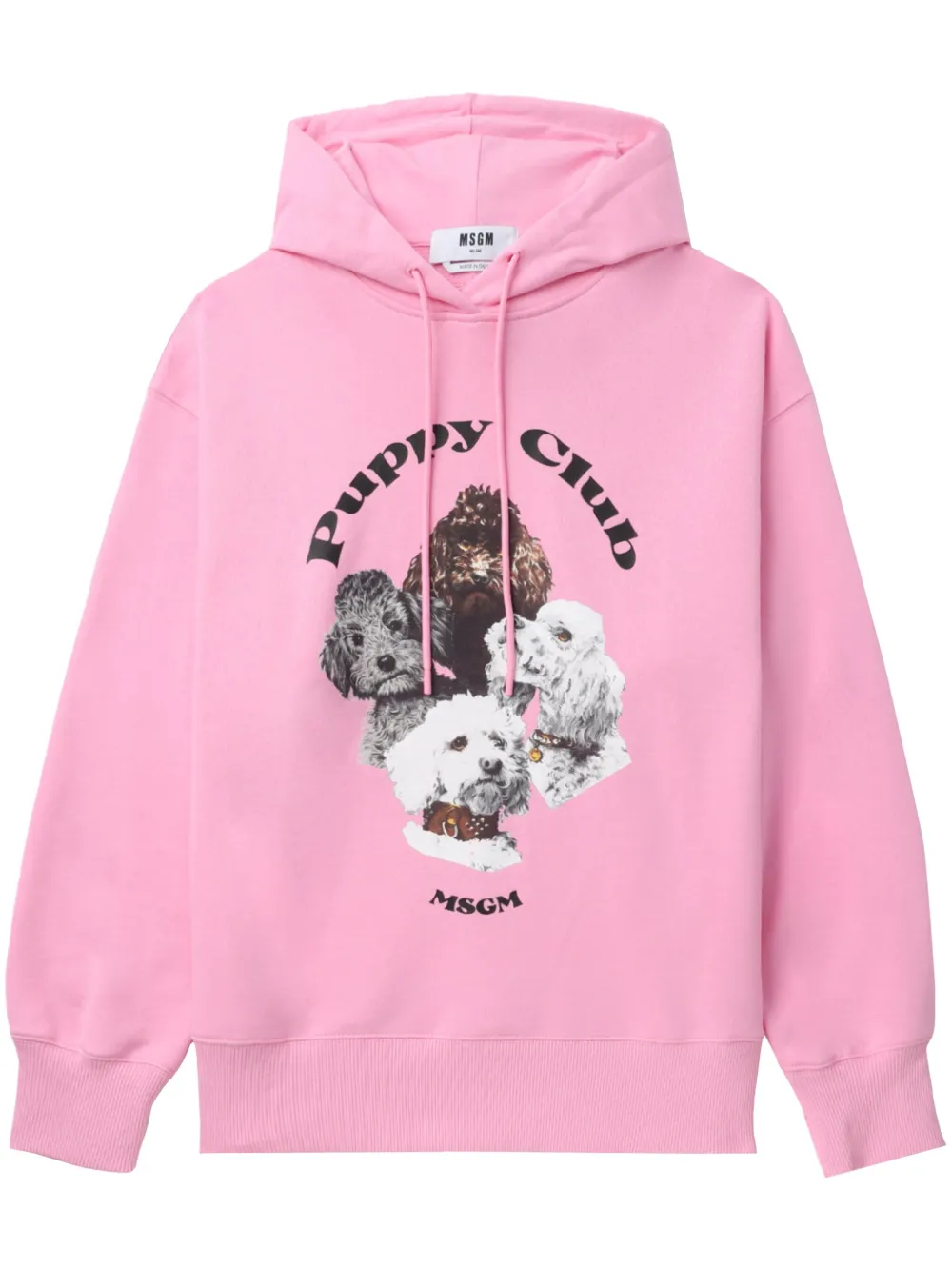 MSGM logo-print cotton hoodie - Rosa