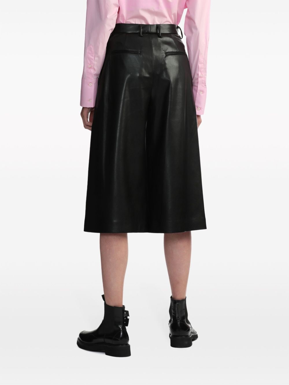 Shop Msgm Cropped Faux-leather Trousers In Black