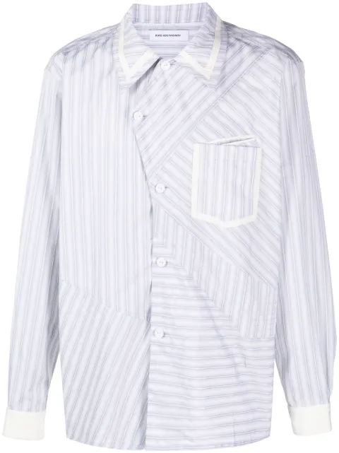 Kiko Kostadinov asymmetric-fastening striped cotton shirt 