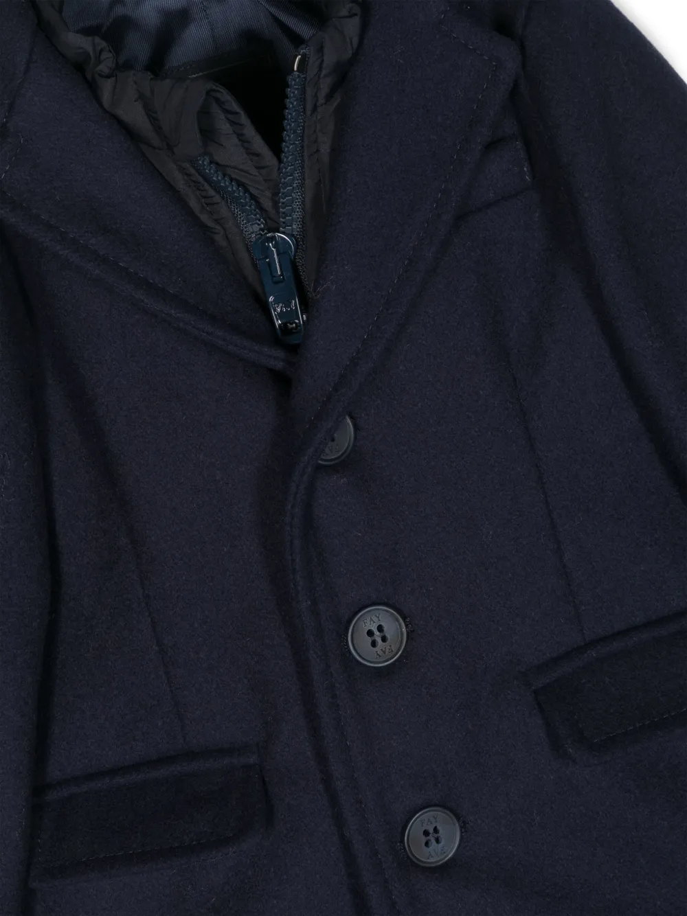  Fay Kids Virgin-wool Blend Layered Coat - Blue 