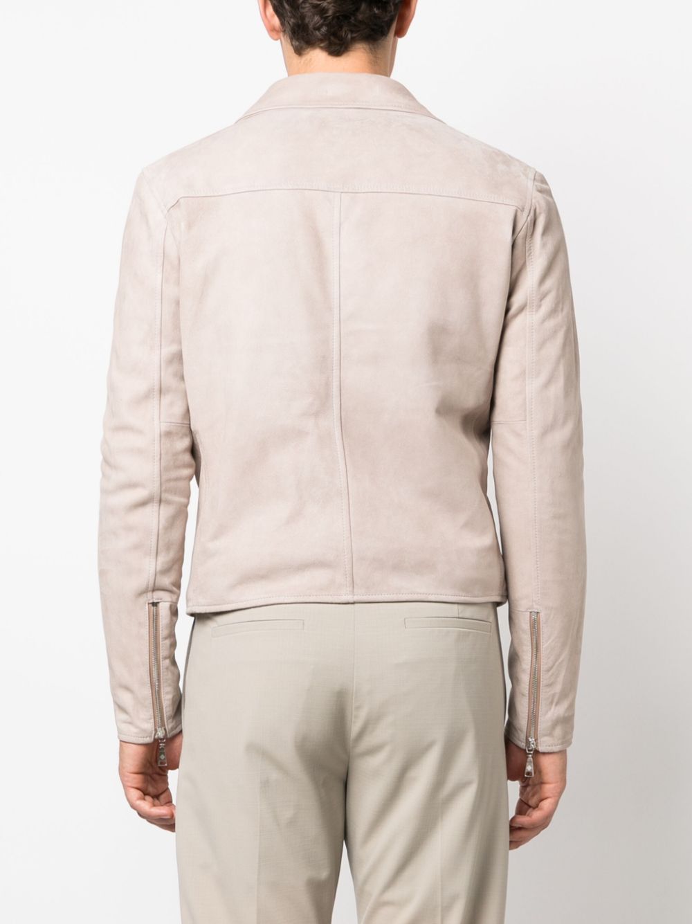 Shop Tagliatore Franklin Suede Biker Jacket In Neutrals