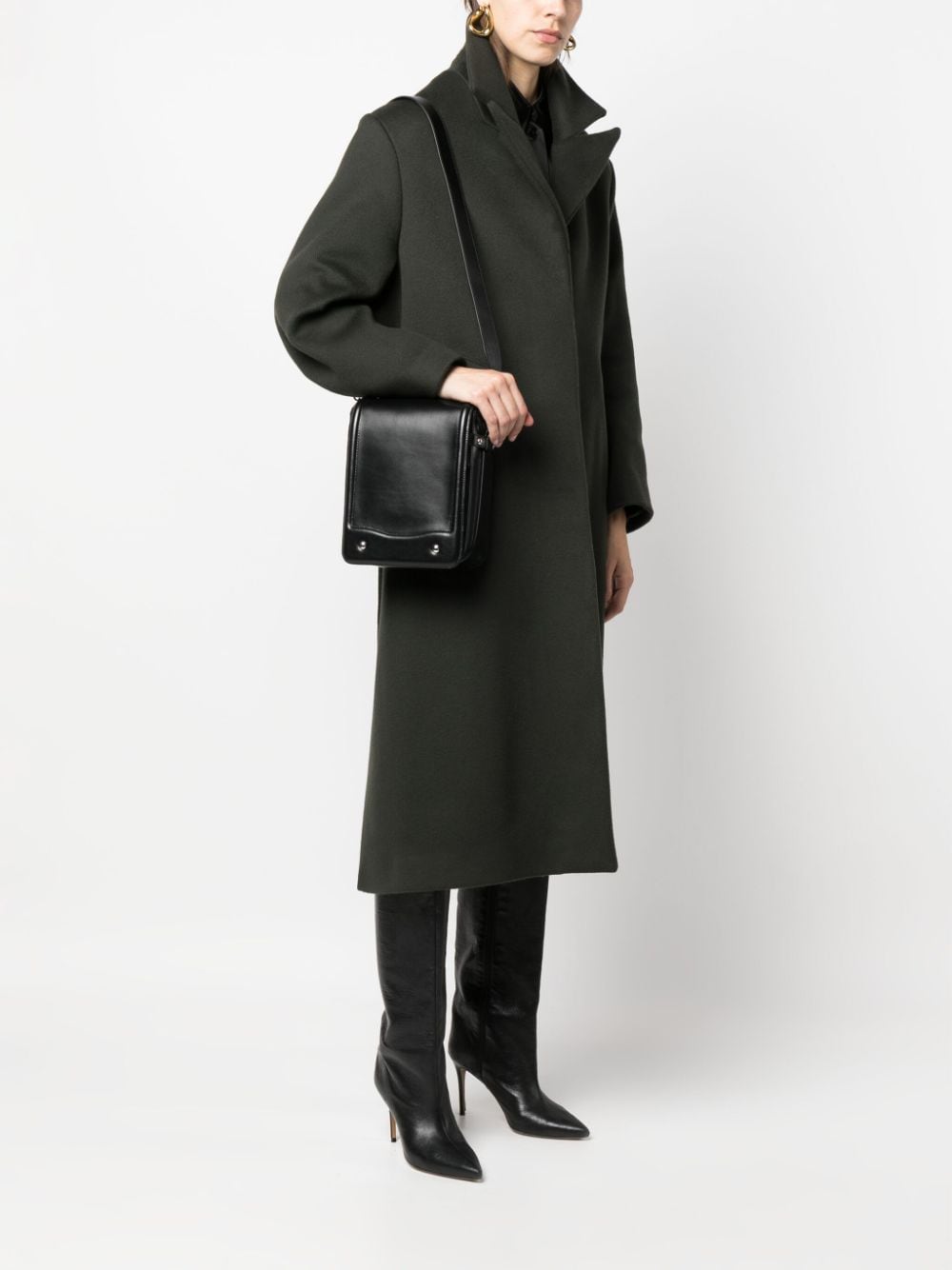 Lemaire leather crossbody bag - Zwart