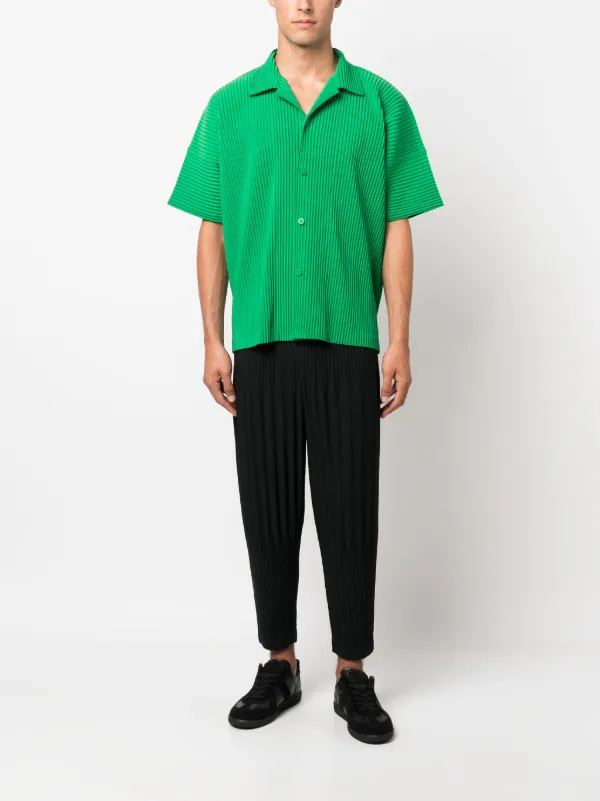 Homme plissé Issey Miyake: Green Pleated Shorts