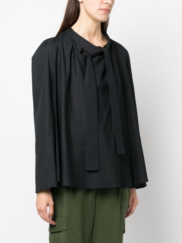 Blouse Black Cotton and Silk Poplin