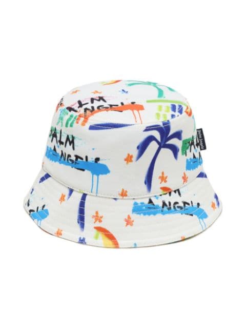 Palm Angels Kids graffiti-print bucket hat