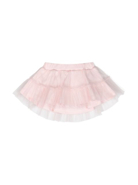 Miss Blumarine logo-embroidered layered tulle skirt