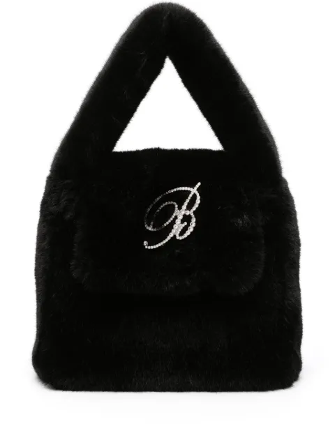 Blumarine logo-lettering textured-finish tote bag 