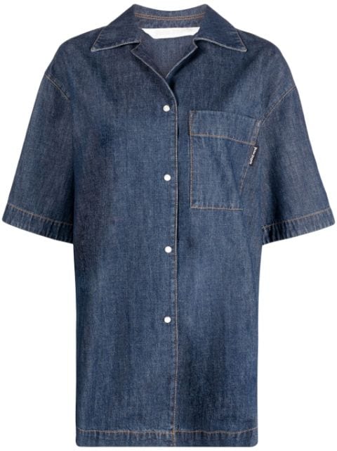 Palm Angels camp-collar denim shirt