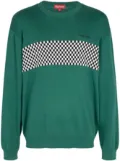 Supreme checkered panel crew-neck sweatshirt - Green