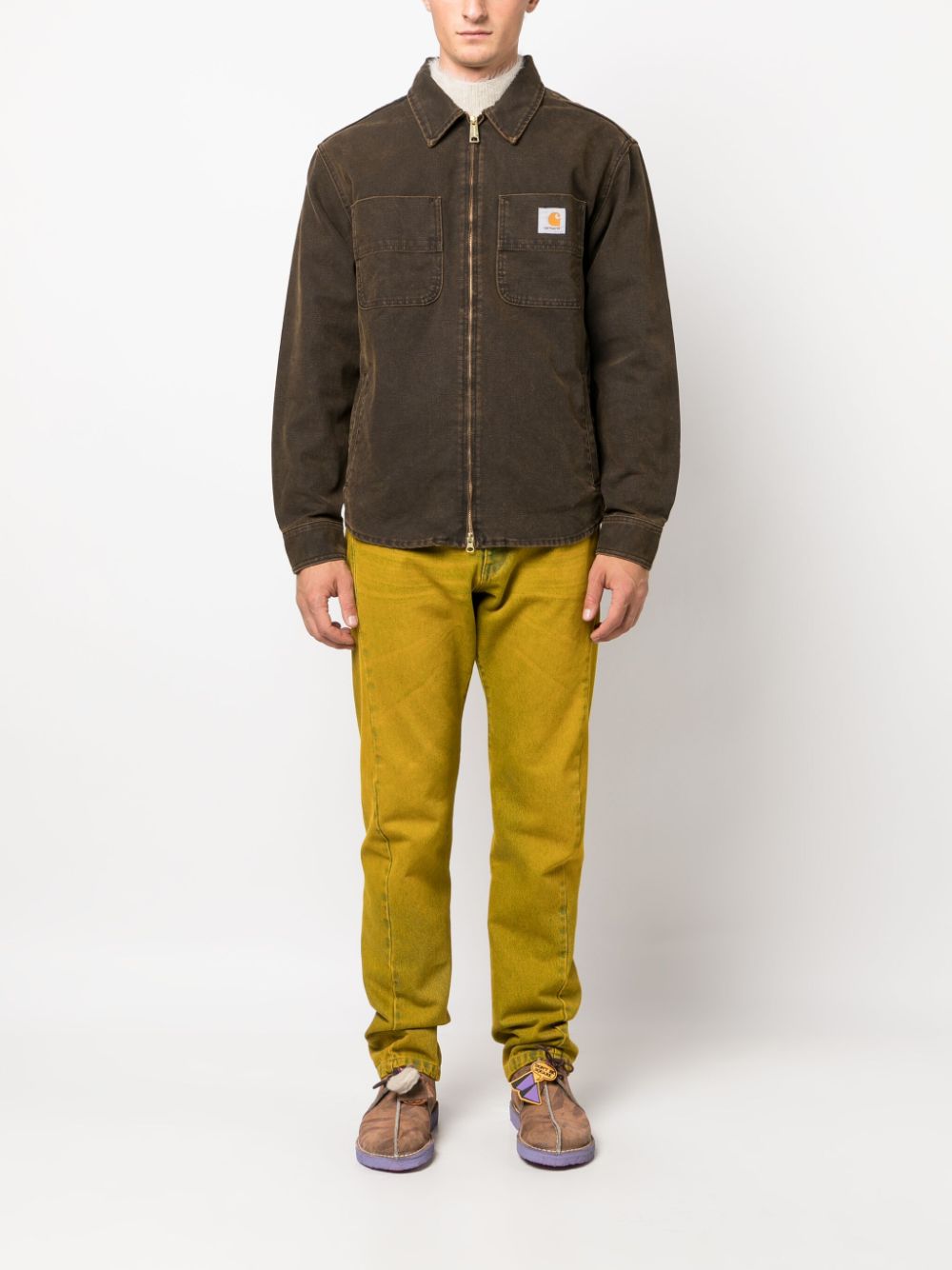 Carhartt WIP Shirtjack met logopatch - Bruin