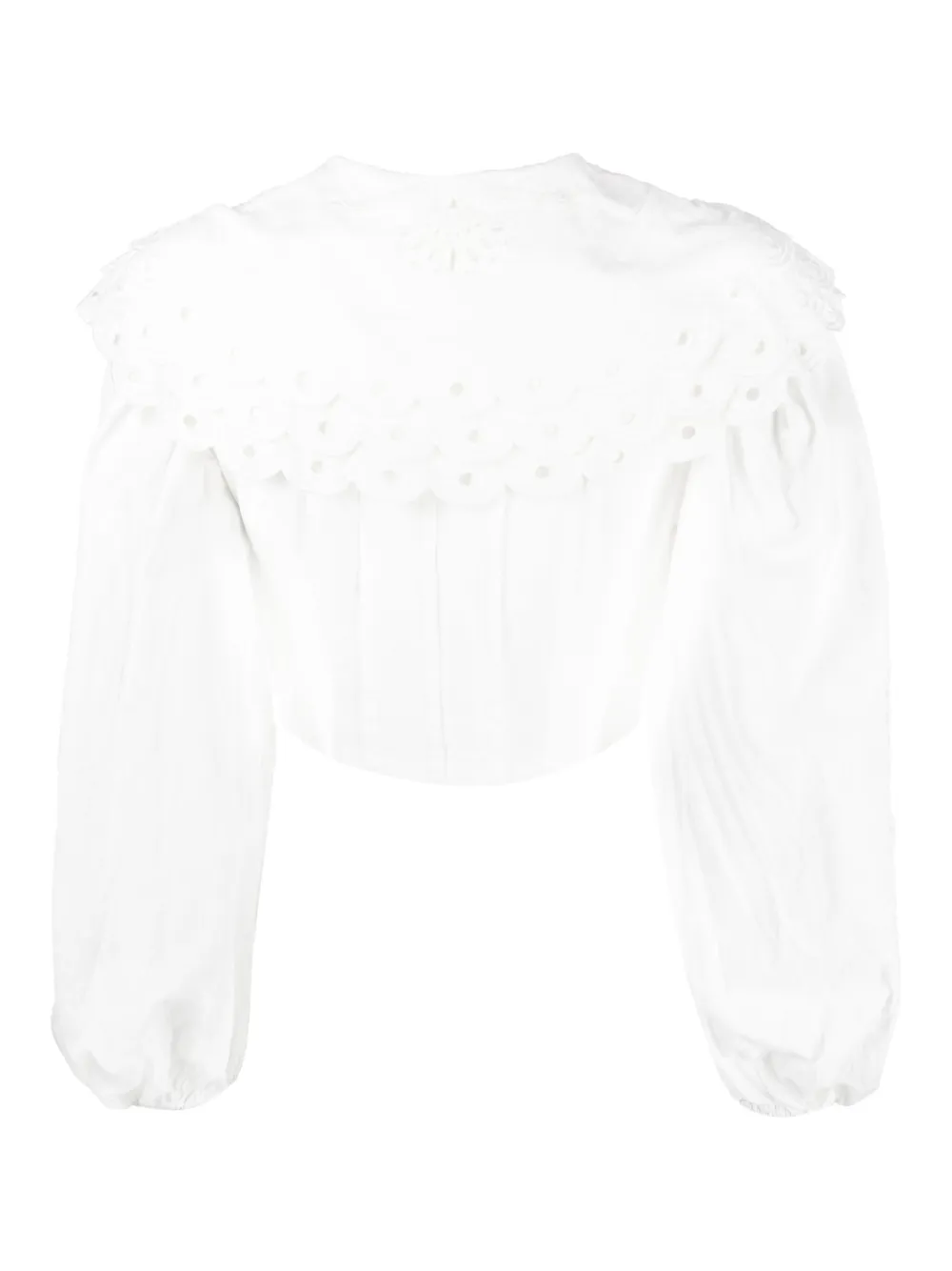 FARM Rio lace-detail cropped blouse - Wit