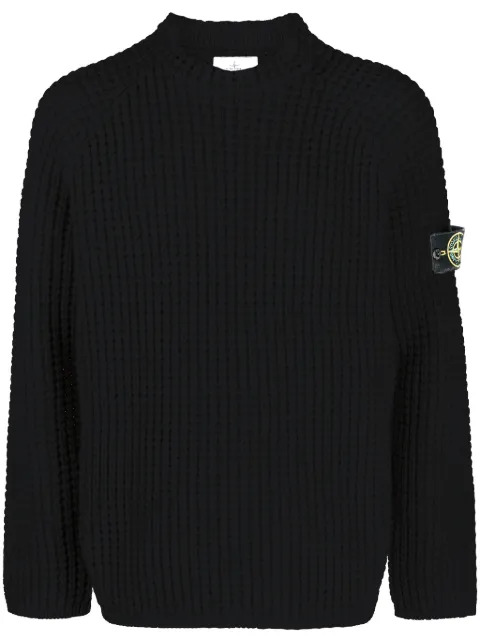 Stone Island Compass-logo waffle-knit jumper