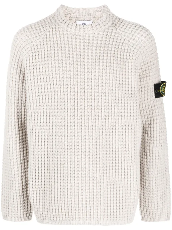 Stone Island Compass-logo waffle-knit Jumper - Farfetch