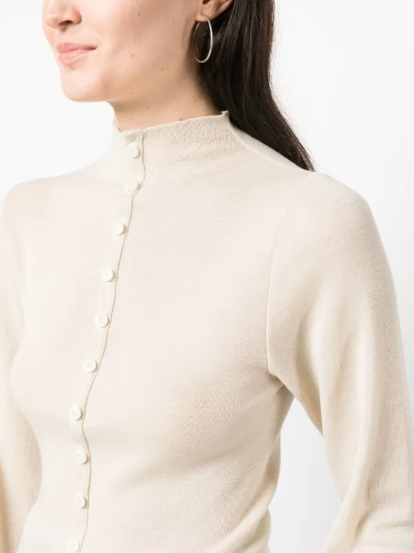 high neck button sweater