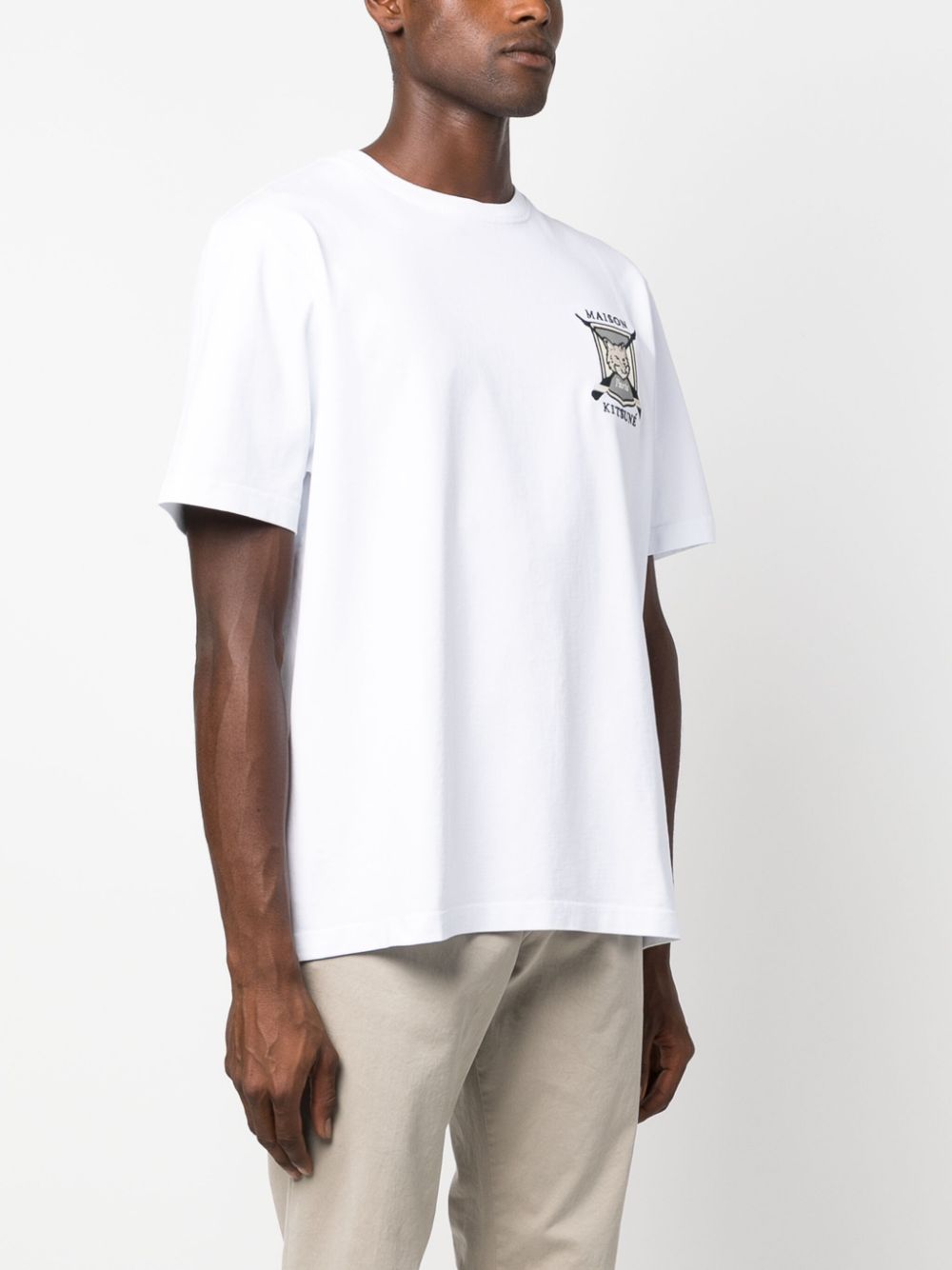 Maison Kitsune College Fox-embroidered cotton T-shirt Men