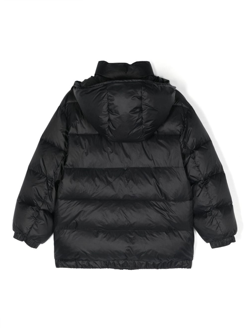Dolce & Gabbana Kids logo-plaque hooded padded coat - Zwart