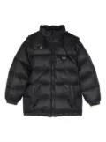 Dolce & Gabbana Kids logo-plaque hooded padded coat - Black