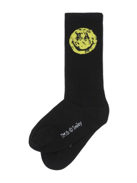 Palm Angels Kids smiley-face ribbed socks