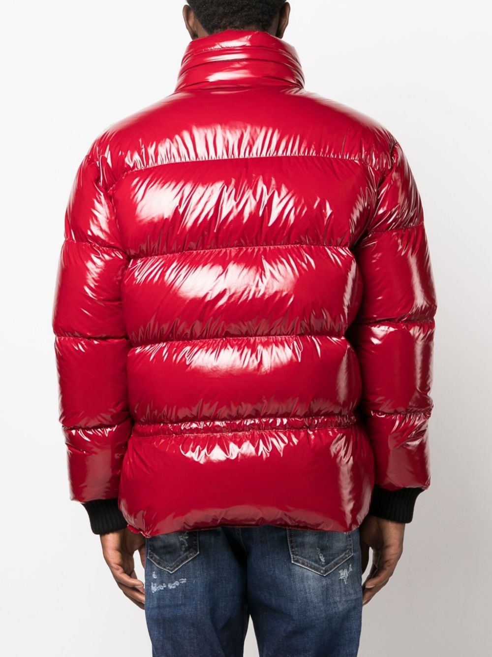 Shop Dsquared2 Patent-finish Padded Jacket In Rot