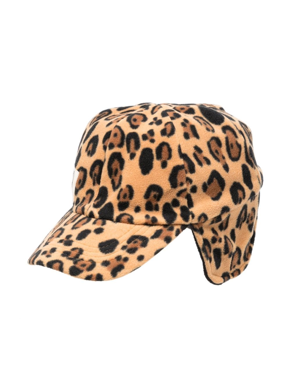 mini rodini casquette en polaire à imprimé léopard - tons neutres