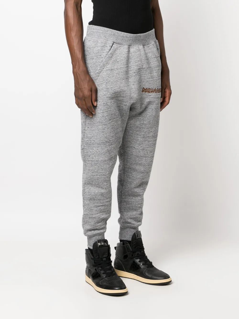 Dsquared2 Logo-print Cotton Track Pants In Grey