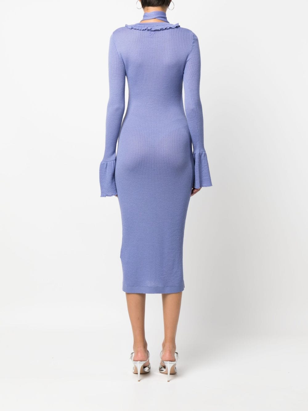 Shop Blumarine Ruffle-detail Wool Dress In Purple