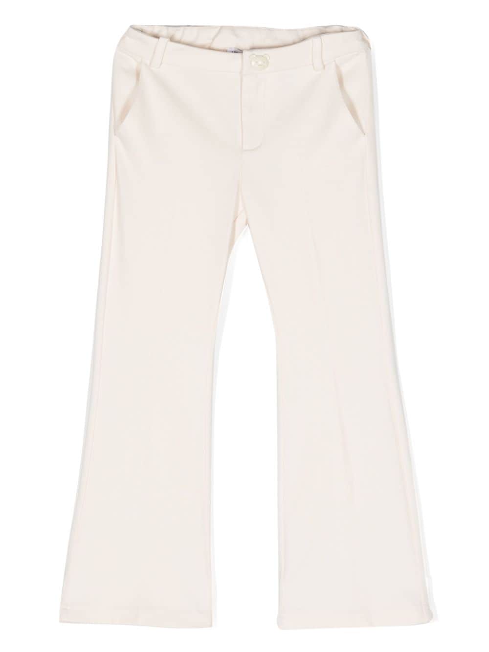 Moschino Kids' Teddy-button Logo-embroidery Trousers In Neutrals