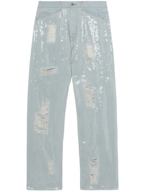 Palm Angels sequin-embellished ripped jeans
