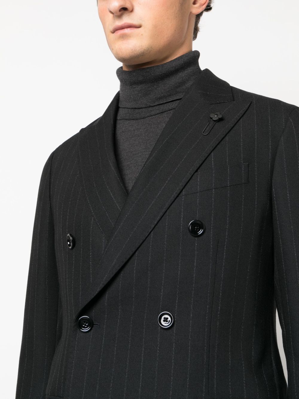 Shop Lardini Pinstripe-pattern Double-breasted Suit In Schwarz